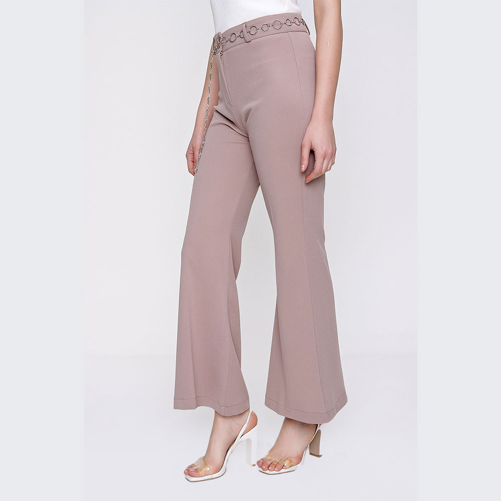 Wide leg chain belt trousers