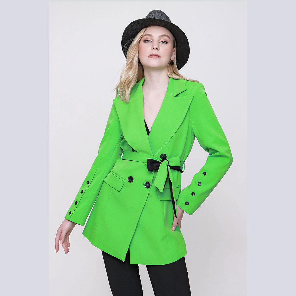 BELTED HALF TOPCOAT - READY WOMEN'S CLOTHING WHOLESALE ready-made women's wholesale clothing women's clothing wholesale Turkish textile apparel