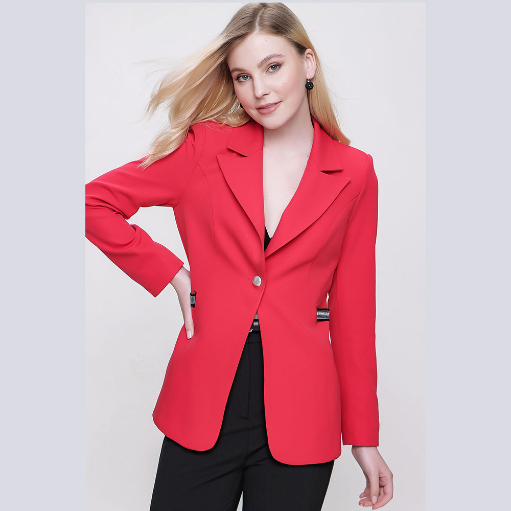 ONE BUTTON JACKET - READY WOMEN'S CLOTHING WHOLESALE ready-made women's wholesale clothing women's clothing wholesale Turkish textile apparel
