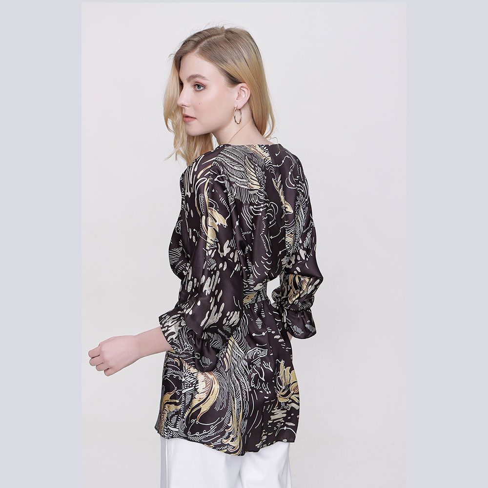 Patterned Chiffon Blouse -READY WOMEN'S CLOTHING WHOLESALE ready-made women's wholesale clothing women's clothing wholesale Turkish textile apparel