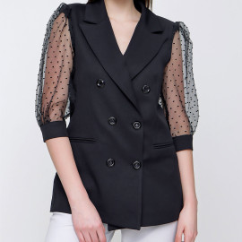 BLAZER JACKET WITH SLEEVE TULLE BATTLE