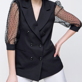 BLAZER JACKET WITH SLEEVE TULLE BATTLE