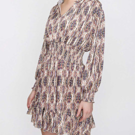 PATTERNED MINI DRESS WITH ELASTIC WAIST