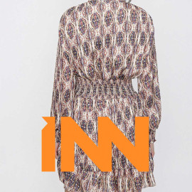 PATTERNED MINI DRESS WITH ELASTIC WAIST