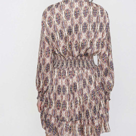 PATTERNED MINI DRESS WITH ELASTIC WAIST