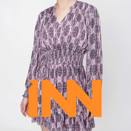 PATTERNED MINI DRESS WITH ELASTIC WAIST