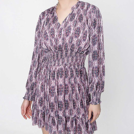 PATTERNED MINI DRESS WITH ELASTIC WAIST