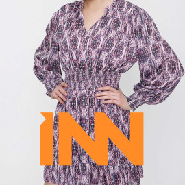 PATTERNED MINI DRESS WITH ELASTIC WAIST