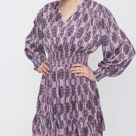 PATTERNED MINI DRESS WITH ELASTIC WAIST