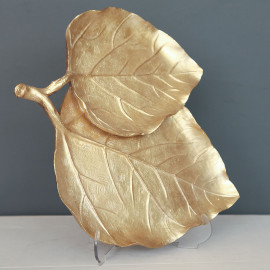 DOUBLE LEAF PLATE OBJECTS DECORATIVE POLYESTER TRINKET