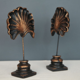 DOUBLE SEA SHELL OBJECTS DECORATIVE DESKTOP POLYESTER TRINKET