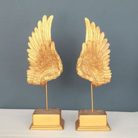 DUAL ANGEL WING OBJECTS DECORATIVE DESKTOP POLYESTER TRINKET