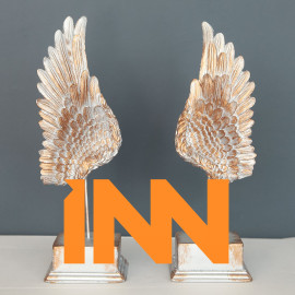 DUAL ANGEL WING OBJECTS DECORATIVE DESKTOP POLYESTER TRINKET