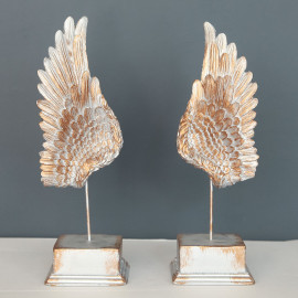 DUAL ANGEL WING OBJECTS DECORATIVE DESKTOP POLYESTER TRINKET