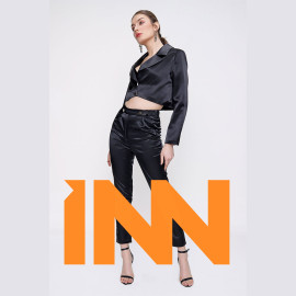 Women's Satin Black Trousers Blouse Set Women's Satin Black Trousers Blouse Set