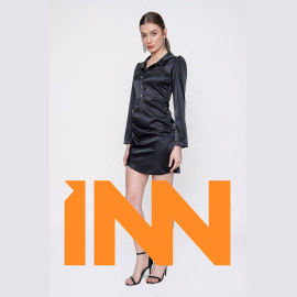 Women's Button Detailed Satin Dress Women's Button Detailed Satin Dress