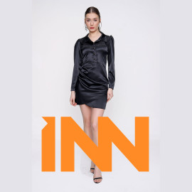 Women's Button Detailed Satin Dress Women's Button Detailed Satin Dress