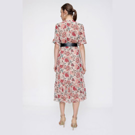 Waist Belt Chiffon Dress