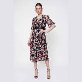 Waist Belt Chiffon Dress