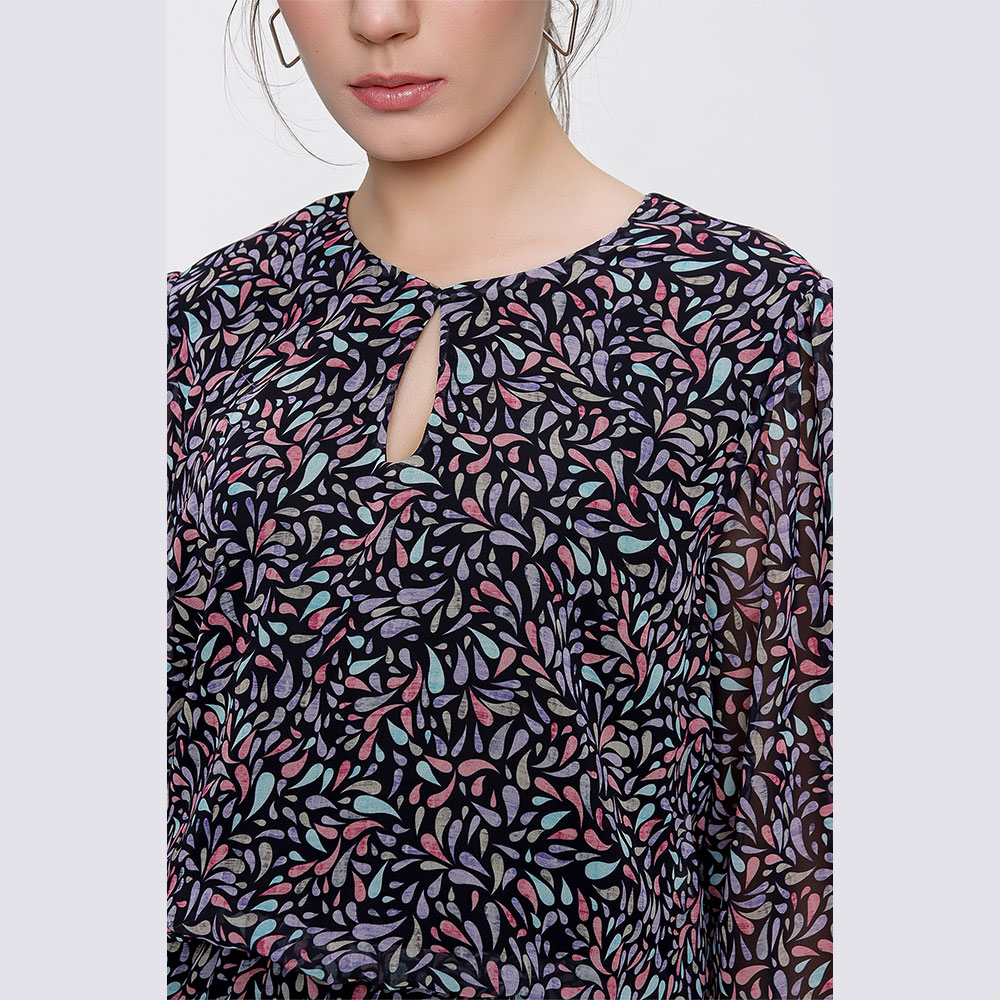 Drop Collar Chiffon Dress
