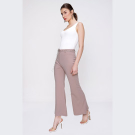 Wide leg chain belt trousers