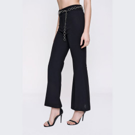 Wide leg chain belt trousers