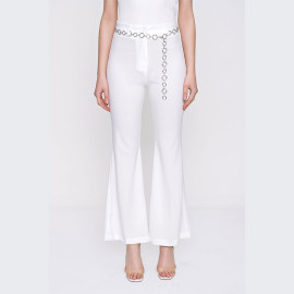 Wide leg chain belt trousers