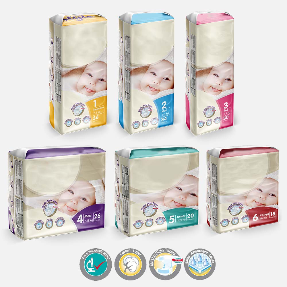 INNHJ-HEM-001 MODEL WHOLESALE NEWBORN MINI MIDI MAXI JUNIOR EXTRA LARGE FLEXIBLE UNISEX PREMIUM ABSORBENT DIAPERS