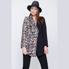 WOMEN'S LEOPARD HALF PATTERNED JACKET - READY WOMEN'S CLOTHING WHOLESALE ready-made women's wholesale clothing women's clothing wholesale Turkish textile apparel