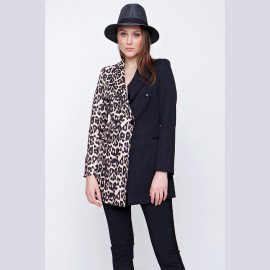 WOMEN'S LEOPARD HALF PATTERNED JACKET - READY WOMEN'S CLOTHING WHOLESALE ready-made women's wholesale clothing women's clothing wholesale Turkish textile apparel