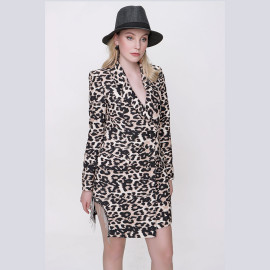 WOMEN'S SLEEVE LEOPARD DRESS - READY WOMEN'S CLOTHING WHOLESALE ready-made women's wholesale clothing women's clothing wholesale Turkish textile apparel