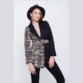 LEOPARD PRINT PIECE JACKET - READY WOMEN'S CLOTHING WHOLESALE ready-made women's wholesale clothing women's clothing wholesale Turkish textile apparel