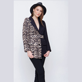LEOPARD PRINT PIECE JACKET - READY WOMEN'S CLOTHING WHOLESALE ready-made women's wholesale clothing women's clothing wholesale Turkish textile apparel