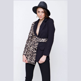 LEOPARD PRINT PIECE JACKET - READY WOMEN'S CLOTHING WHOLESALE ready-made women's wholesale clothing women's clothing wholesale Turkish textile apparel