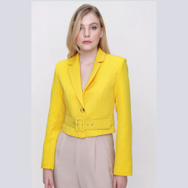 WAIST BELTED HALF JACKET - READY WOMEN'S CLOTHING WHOLESALE ready-made women's wholesale clothing women's clothing wholesale Turkish textile apparel