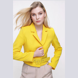 WAIST BELTED HALF JACKET - READY WOMEN'S CLOTHING WHOLESALE ready-made women's wholesale clothing women's clothing wholesale Turkish textile apparel