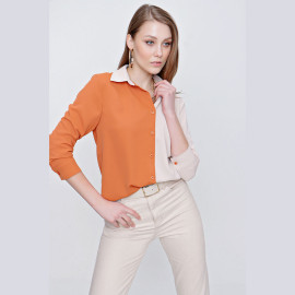 WOMEN'S TWO COLOR SHIRT - READY WOMEN'S CLOTHING WHOLESALE ready-made women's wholesale clothing women's clothing wholesale Turkish textile apparel