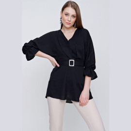 WOMEN'S CHIFFON BLOUSE WITH WAIST BUCKLE - READY WOMEN'S CLOTHING WHOLESALE ready-made women's wholesale clothing women's clothing wholesale Turkish textile apparel