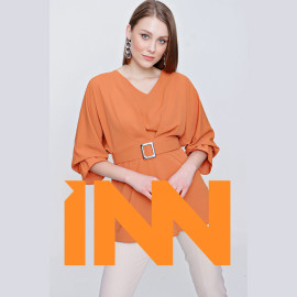 WOMEN'S CHIFFON BLOUSE WITH WAIST BUCKLE - READY WOMEN'S CLOTHING WHOLESALE ready-made women's wholesale clothing women's clothing wholesale Turkish textile apparel