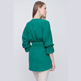 WOMEN'S CHIFFON BLOUSE WITH WAIST BUCKLE - READY WOMEN'S CLOTHING WHOLESALE ready-made women's wholesale clothing women's clothing wholesale Turkish textile apparel