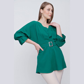 WOMEN'S CHIFFON BLOUSE WITH WAIST BUCKLE - READY WOMEN'S CLOTHING WHOLESALE ready-made women's wholesale clothing women's clothing wholesale Turkish textile apparel