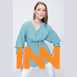 WOMEN'S CHIFFON BLOUSE WITH WAIST BUCKLE - READY WOMEN'S CLOTHING WHOLESALE ready-made women's wholesale clothing women's clothing wholesale Turkish textile apparel