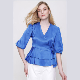 V-NECK SATIN BLOUSE - READY WOMEN'S CLOTHING WHOLESALE ready-made women's wholesale clothing women's clothing wholesale Turkish textile apparel
