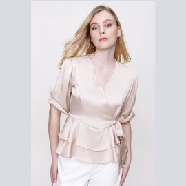 V-NECK SATIN BLOUSE - READY WOMEN'S CLOTHING WHOLESALE ready-made women's wholesale clothing women's clothing wholesale Turkish textile apparel