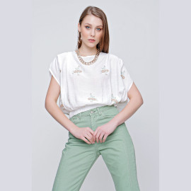 WOMEN'S SLEEVE LINEN BLOUSE - READY WOMEN'S CLOTHING WHOLESALE ready-made women's wholesale clothing women's clothing wholesale Turkish textile apparel