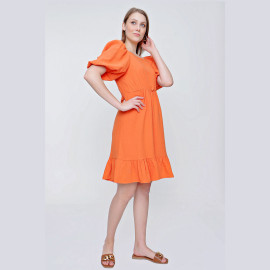 LINEN BACK DRESS - READY WOMEN'S CLOTHING WHOLESALE ready-made women's wholesale clothing women's clothing wholesale Turkish textile apparel