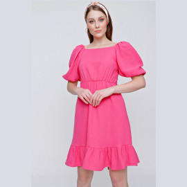 LINEN BACK DRESS - READY WOMEN'S CLOTHING WHOLESALE ready-made women's wholesale clothing women's clothing wholesale Turkish textile apparel
