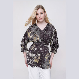 Patterned Chiffon Blouse -READY WOMEN'S CLOTHING WHOLESALE ready-made women's wholesale clothing women's clothing wholesale Turkish textile apparel