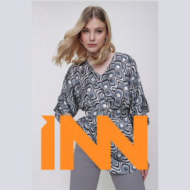 Patterned Chiffon Blouse -READY WOMEN'S CLOTHING WHOLESALE ready-made women's wholesale clothing women's clothing wholesale Turkish textile apparel