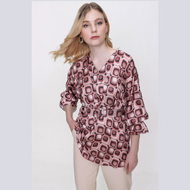 Patterned Chiffon Blouse -READY WOMEN'S CLOTHING WHOLESALE ready-made women's wholesale clothing women's clothing wholesale Turkish textile apparel